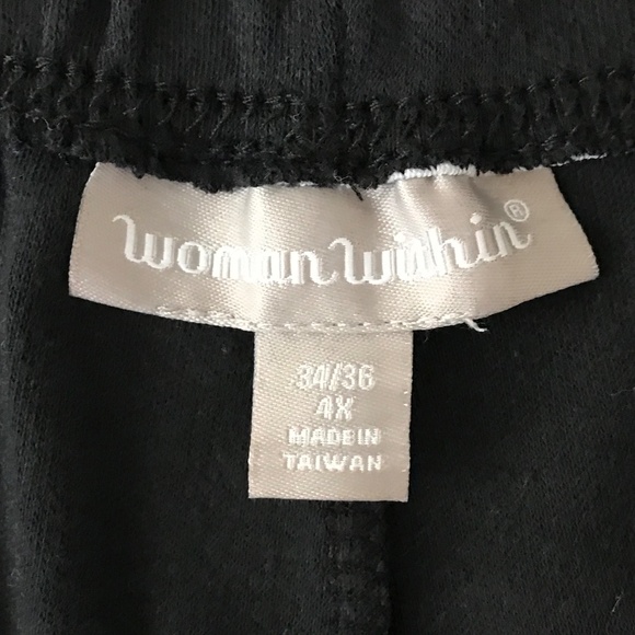 WOMAN WITHIN Wide Leg Pants Black 7 Day Knit Pockets Women’s Plus Size 4X 34/36 - Picture 6 of 15